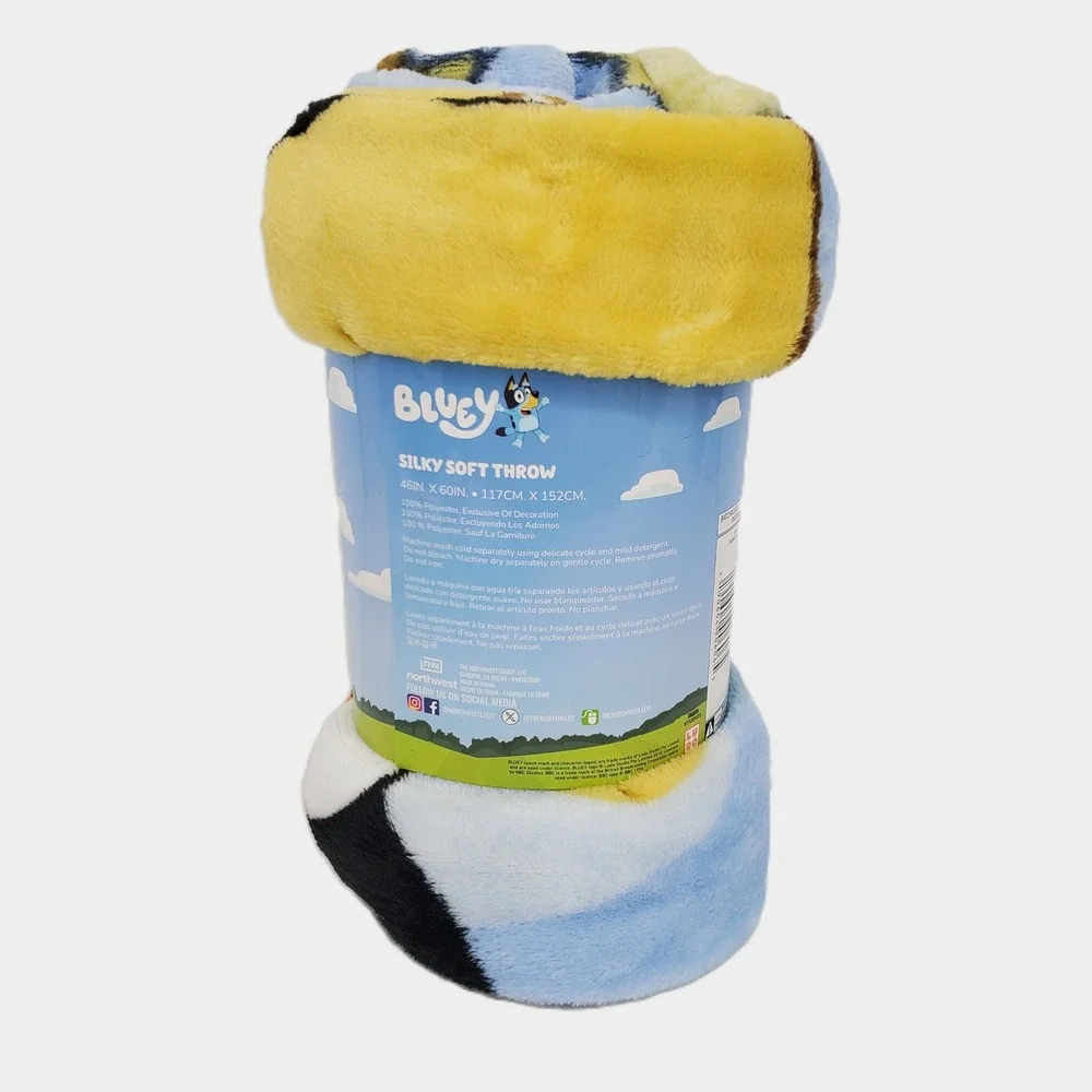 Bluey Family Garden Silky Soft Throw Blanket 46x60 Bingo Bandit Chilli Blueycore